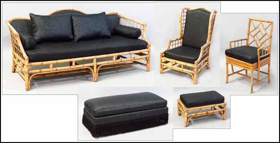 Appraisal: SUITE OF BAMBOO FURNITURE Comprised of a sofa '' x