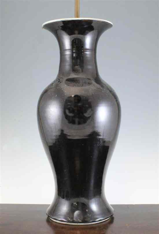 Appraisal: A large Chinese black glazed baluster vase early th century