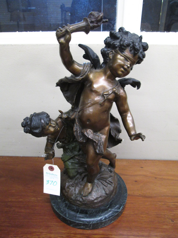 Appraisal: AFTER AUGUSTE MOREAU FRENCH - BRONZE SCULPTURE a blindfolded cupid