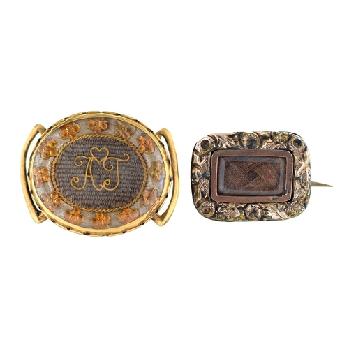 Appraisal: Two gold mourning brooches th and early th c the