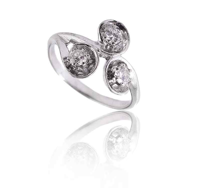 Appraisal: STONE DIAMOND RING K white gold ring contains round brilliant