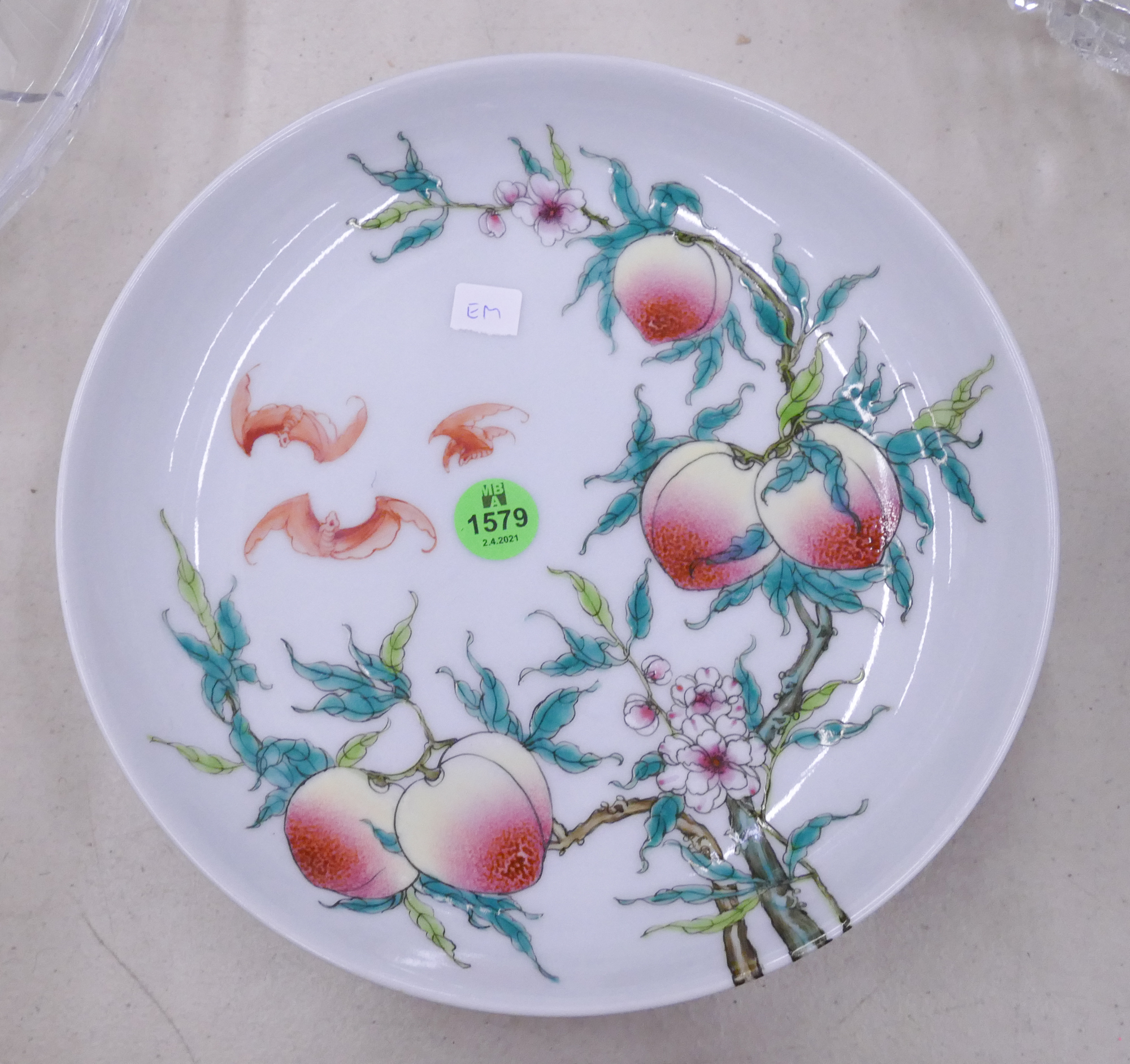 Appraisal: Chinese Famille Rose Peach Dish with Mark- ''