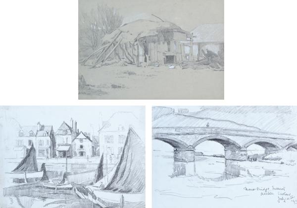 Appraisal: WILL ASHTON - Three Works i Concarneaupenciltitled lower left x