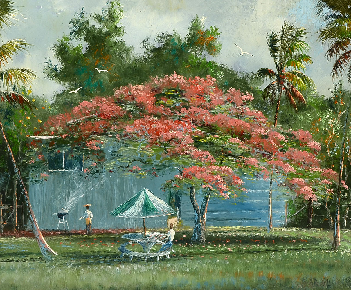 Appraisal: NEWTON Sam American b Florida Highwaymen Back Yard BBQ Scene