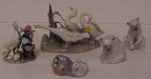 Appraisal: Four Lladro figurines including two bears approximately h duck and