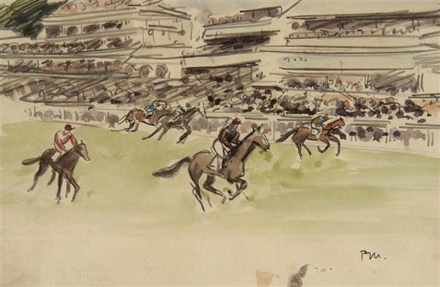 Appraisal: PAUL LUCIEN MAZE French - Gallop by the stands initialled