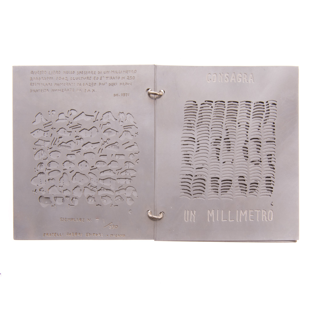 Appraisal: Pietro Consagra Un Millimetro aluminum book Italian - perforated miniature