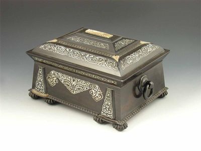 Appraisal: A William IV ebony and mother of pearl inlaid sewing