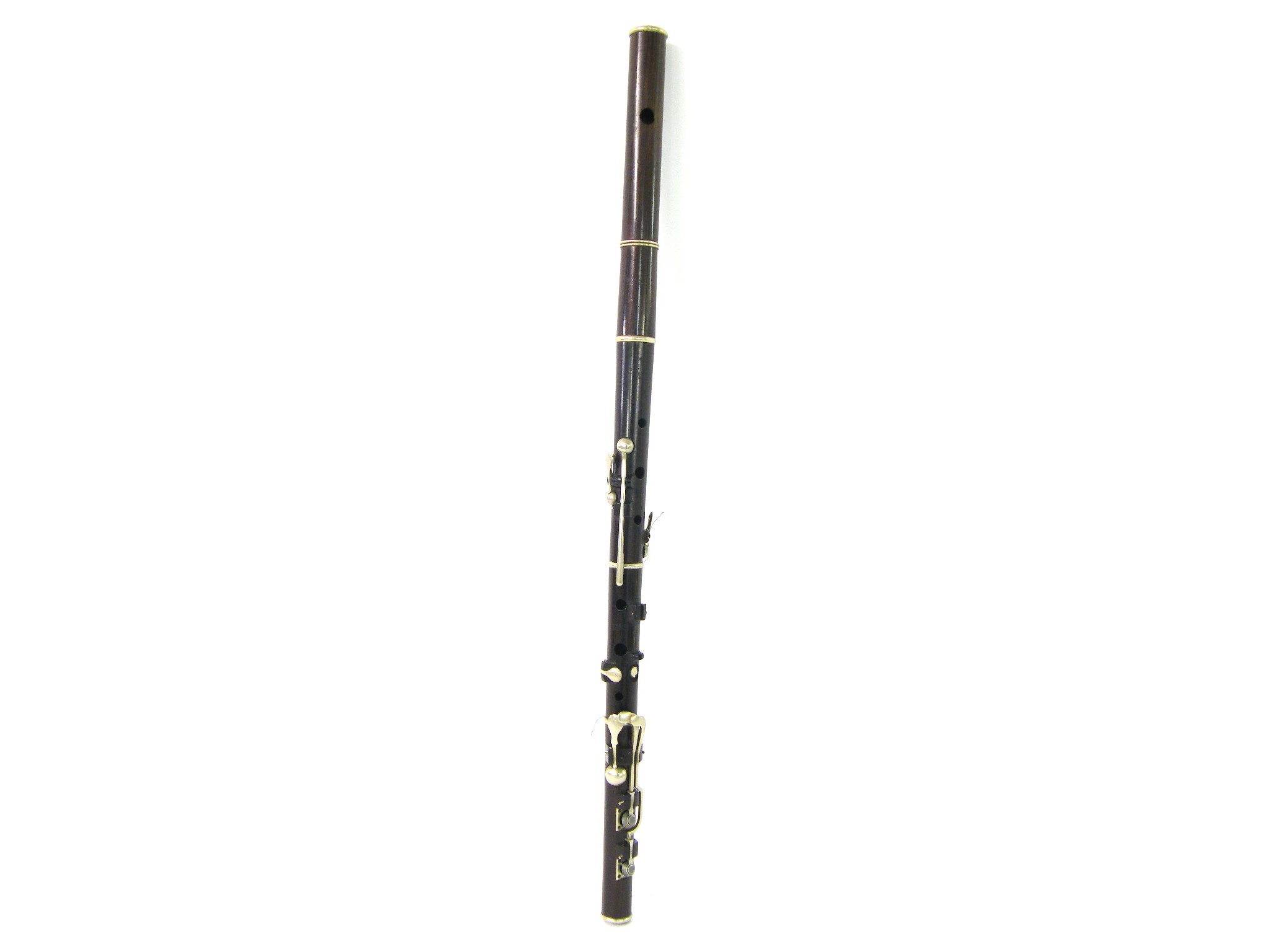 Appraisal: Rosewood and nickel mounted eight keyed flute one key missing