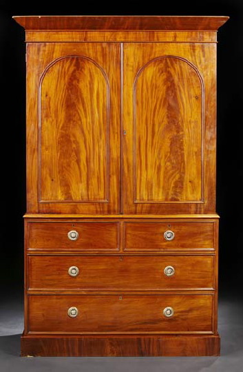 Appraisal: William IV Mahogany Linen Press mid- th century the canted