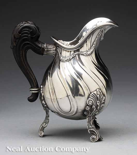 Appraisal: An Antique French Silver Creamer provincial marks c hand-wrought swirl-fluted