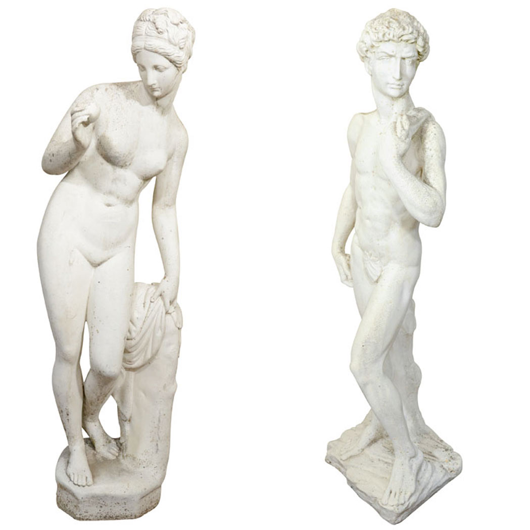 Appraisal: Pair of English Garden Statues Depicting Adam and Eve Height