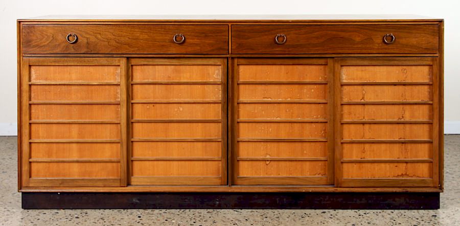 Appraisal: LABELED DUNBAR WALNUT CREDENZA CIRCA An early Edward Wormley for