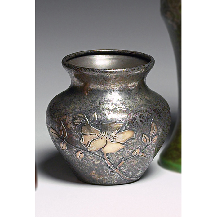 Appraisal: Heintz vase sterling on bronze applied floral design original silver