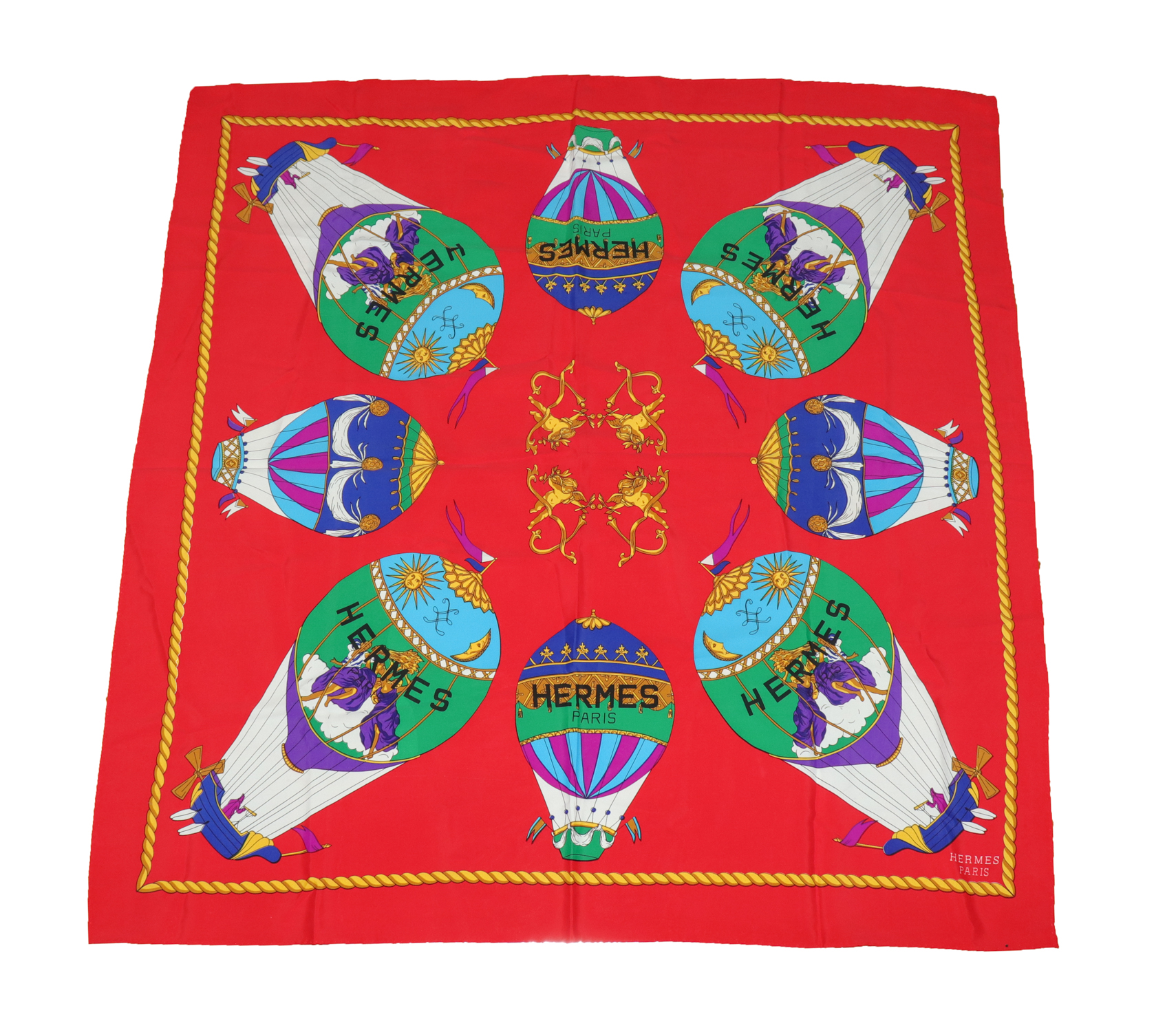 Appraisal: HERMES HOT AIR BALLOONS SILK SCARF Hermes silk scarf decorated