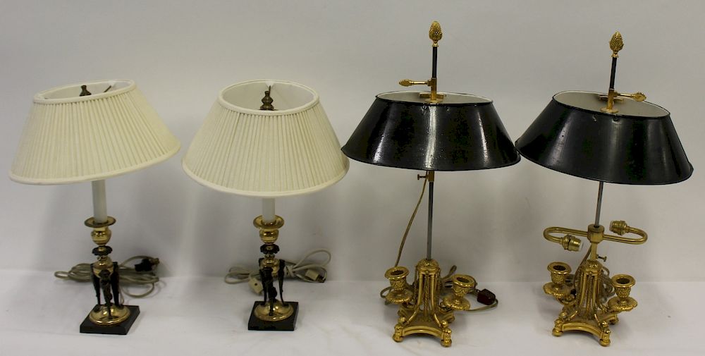 Appraisal: Lot of Pairs of Fine Quality Bronze lamps A pair