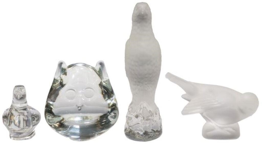 Appraisal: lot of Cut and frosted art crystal figural bird paperweights