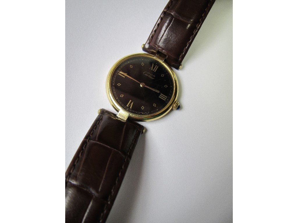 Appraisal: A gents Must De Cartier wrist watch with black dial