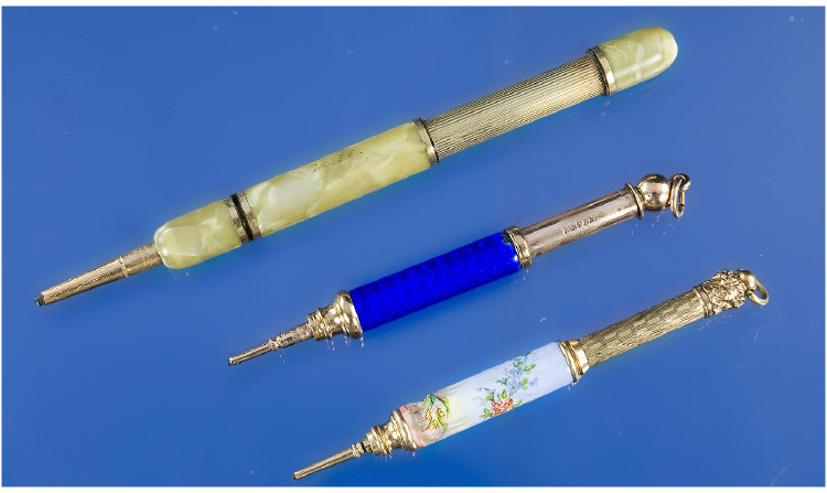 Appraisal: Three Magic Pencils A blue Enamel Magic Pencil marked ct