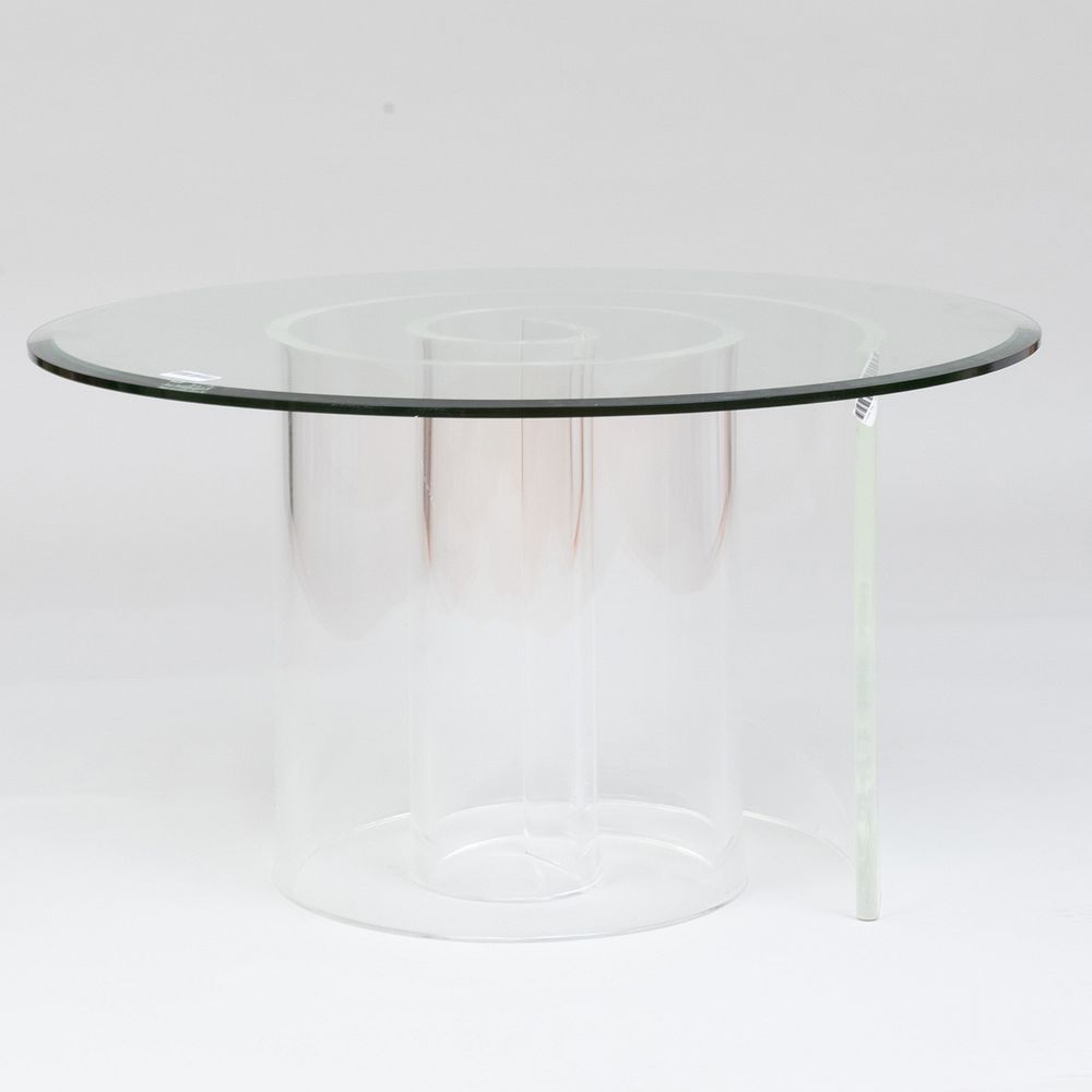 Appraisal: Large Lucite and Glass 'Snail' Coffee Table x in diam