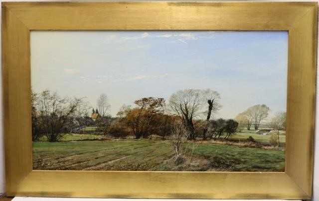 Appraisal: MICHAEL JOHN HUNT BORN UK OIL PAINTING ONCANVAS DEPICTS ENGLISH