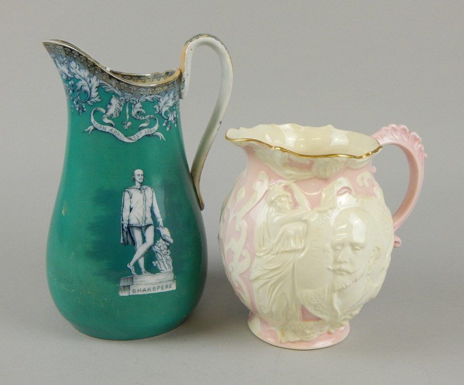 Appraisal: A thC H W Shakespeare commemorative jug the bulbous body