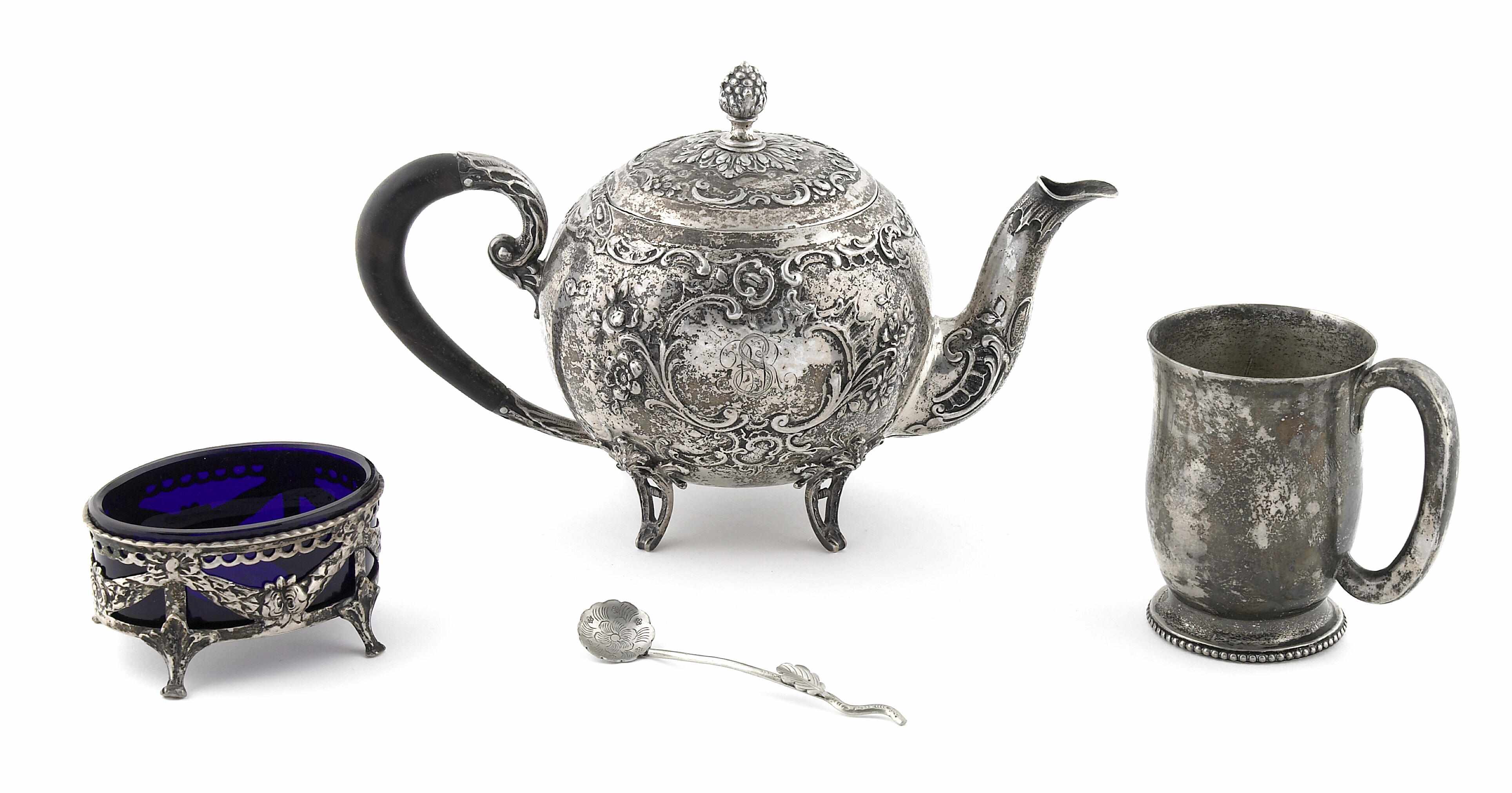 Appraisal: A small group of Continental silver hollowware Early th centuryComprising