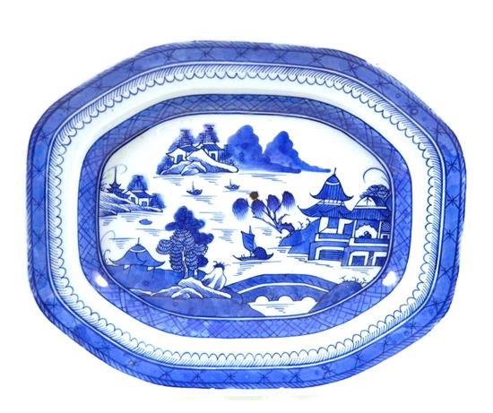 Appraisal: ASIAN th C Chinese Export platter blue and white cut