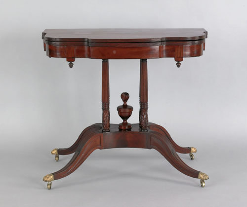 Appraisal: Philadelphia Federal mahogany card table ca with an ovalo corner