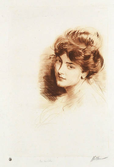 Appraisal: PAUL C SAR HELLEU T te de femme Drypoint printed