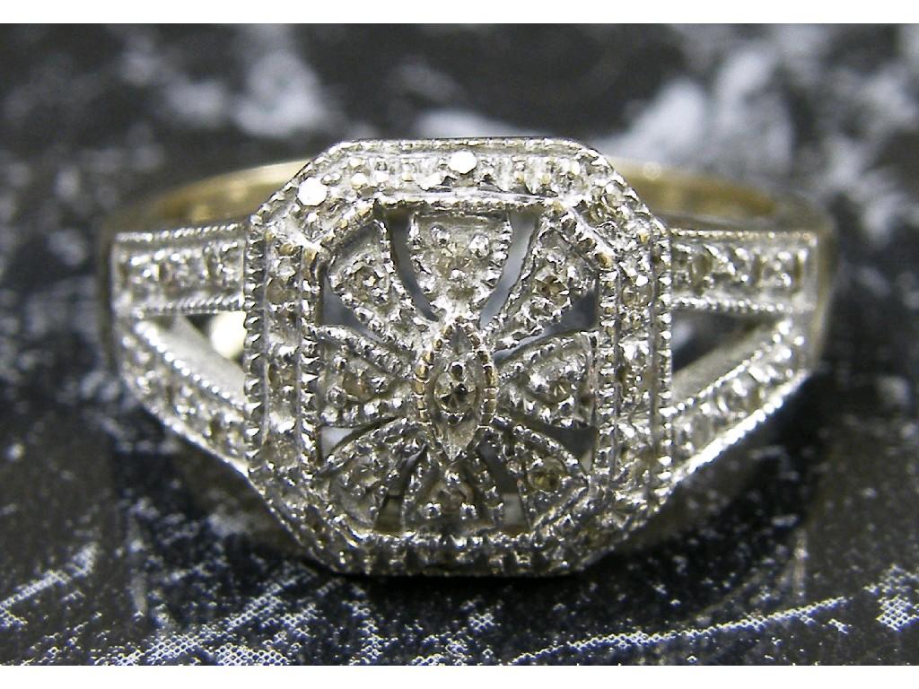 Appraisal: ct Art Deco style pierced diamond cluster ring in a