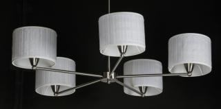 Appraisal: Contemporary chrome chandelier w white pleated shades Contemporary chandelier having