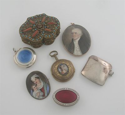 Appraisal: A mixed lot a miniature portrait of a gentleman in