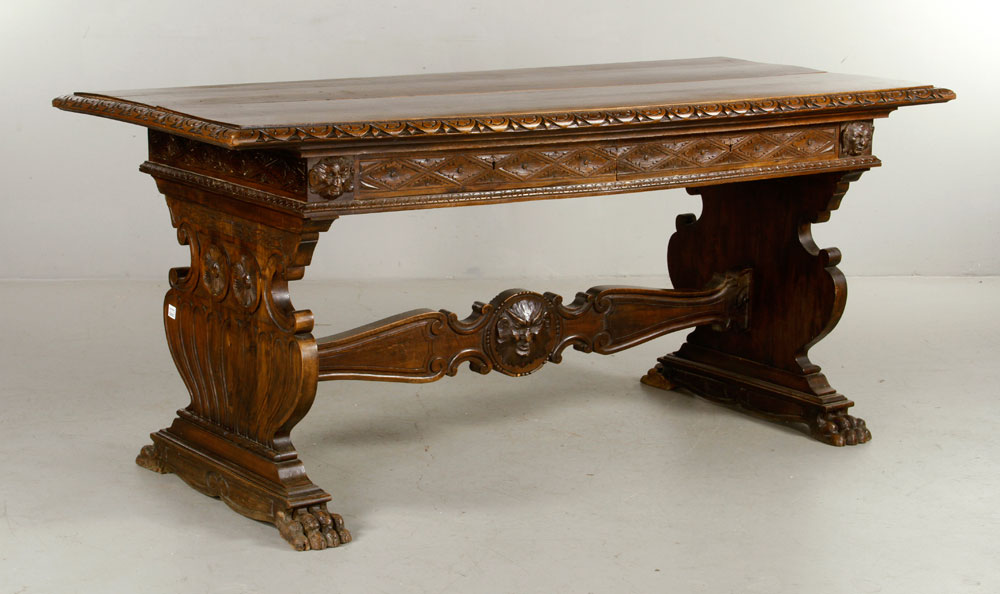 Appraisal: - th C Italian Library Table th century Italian library