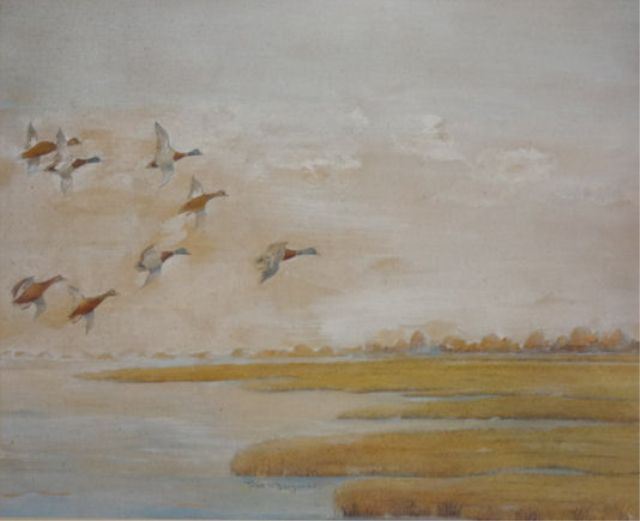 Appraisal: BENSON Frank W Watercolor of Ducks in Flight Signed lower