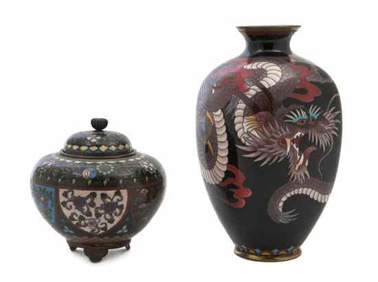 Appraisal: Two Japanese Cloisonne Vessels one of baluster form with decoration