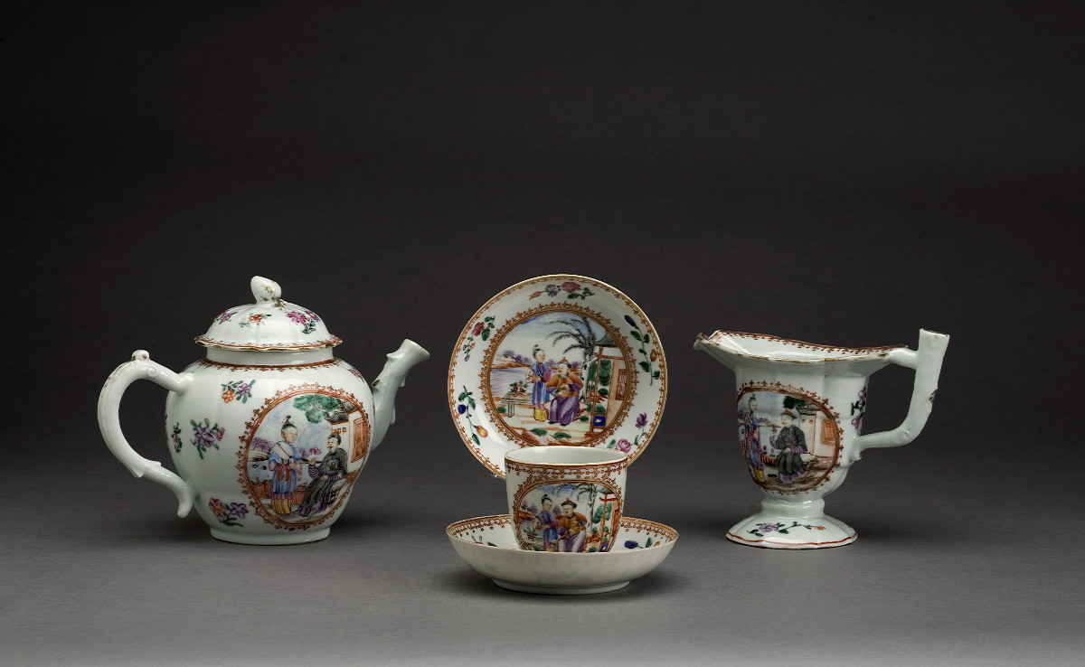 Appraisal: CHINESE EXPORT PORCELAIN PART TEA SERVICE CIRCA - Comprising a