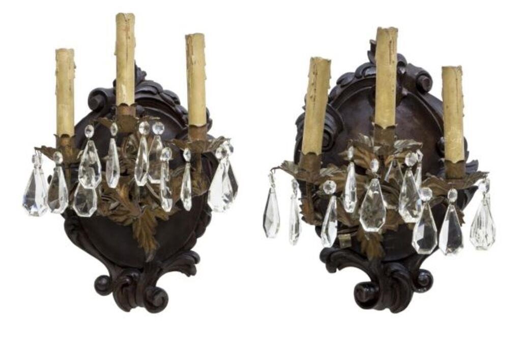 Appraisal: pair Louis XV style gilt metal sconces th c having