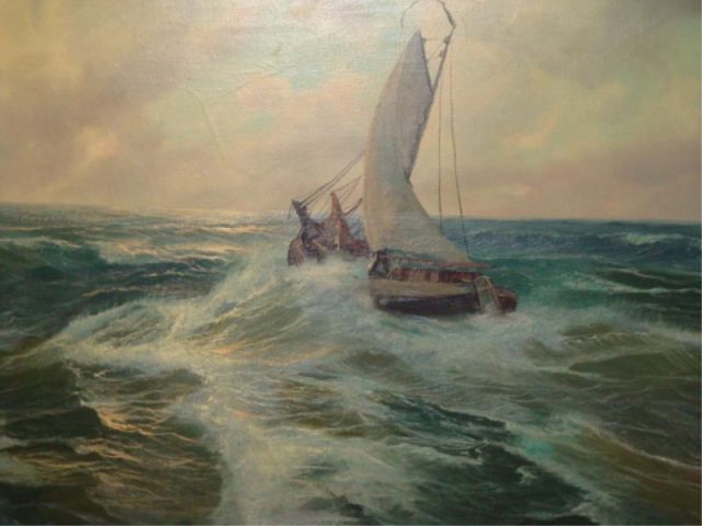 Appraisal: CADON A Attributed O C Ship in Stormy Seas Signed