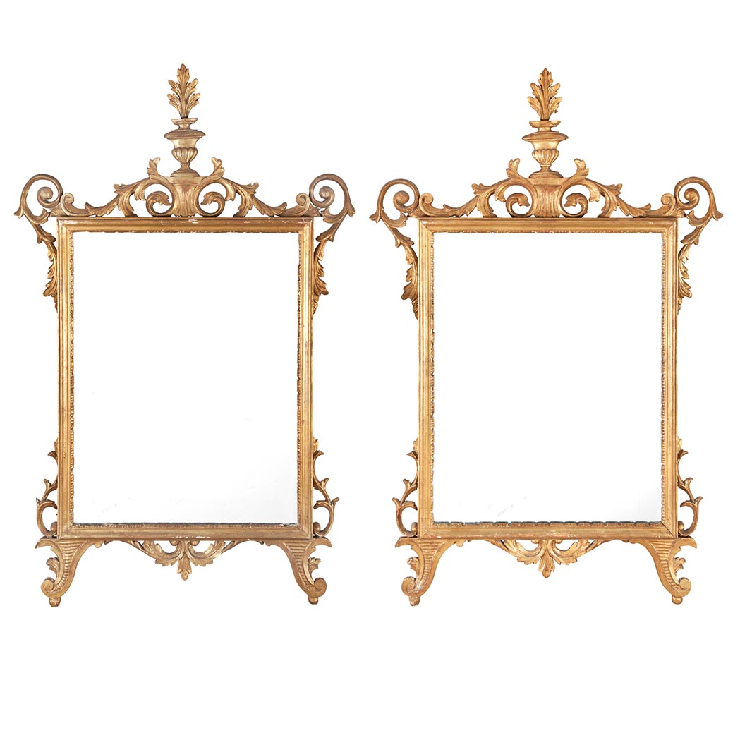 Appraisal: Pair of Rococo Style Giltwood Mirrors Each crest centering an