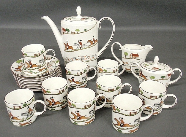 Appraisal: - Porcelain coffee service by Coalport in the Hunting Scene