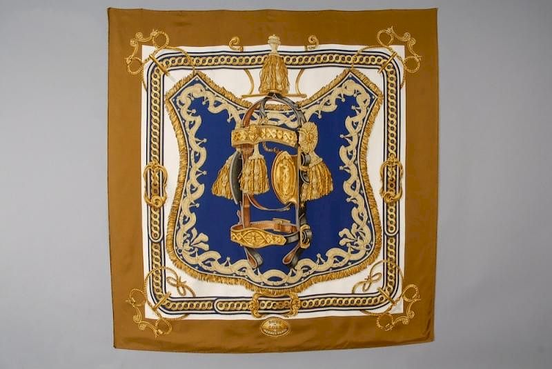 Appraisal: HERMES BRIDE de COUR PRINTED SILK SCARF ISSUED Depicting fancy