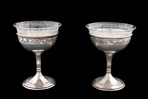 Appraisal: A set of eleven sterling stemmed cups with ten glass