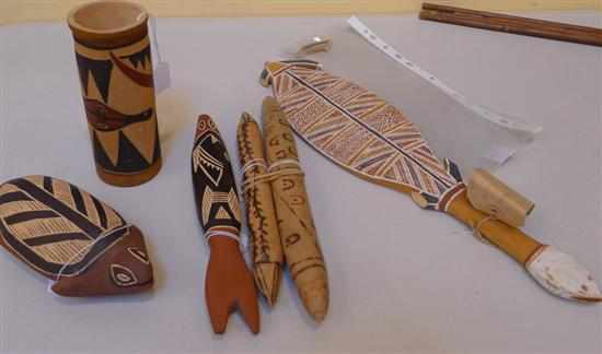 Appraisal: YIRRKALA CARVINGS c - including CARVED TURTLE PAINTED WITH TRADITIONAL