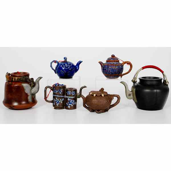 Appraisal: Chinese Ceramic Teapots Chinese Six ceramic teapots all but one