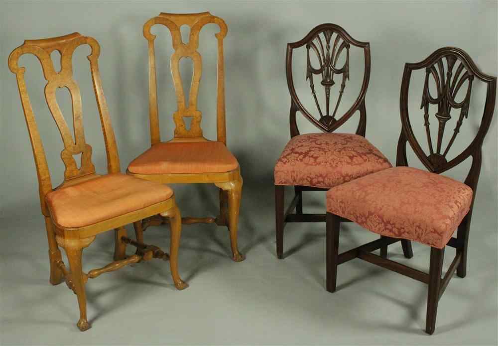 Appraisal: PAIR OF FEDERAL STYLE MAHOGANY SHIELD BACK SIDE CHAIRS together