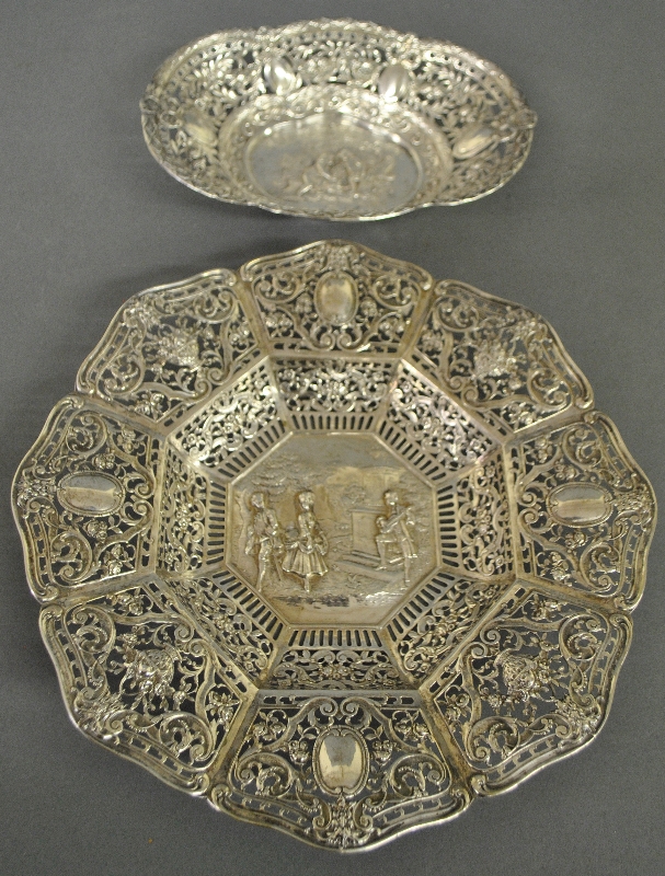 Appraisal: - Two Continental silver dishes probably Largest dia -