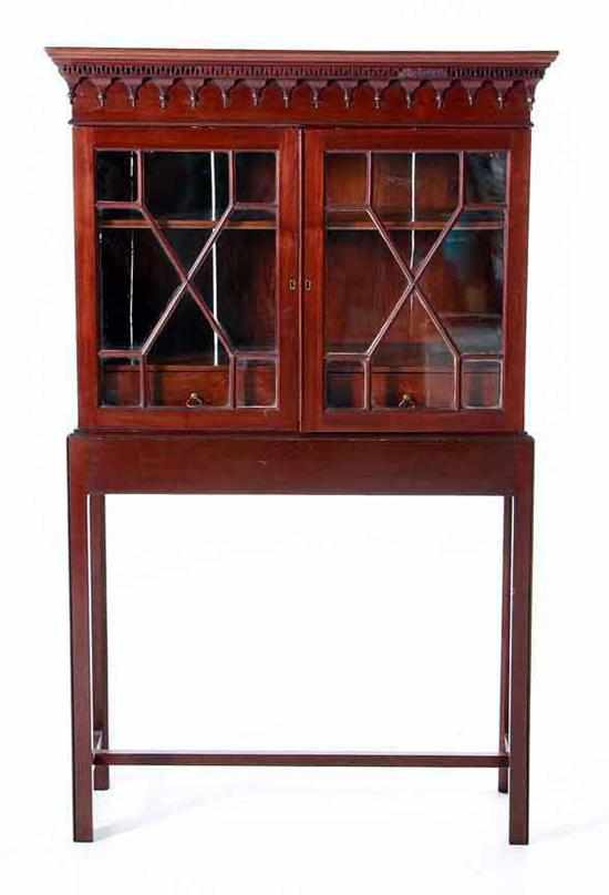 Appraisal: Georgian style mahogany cabinet on stand mid th century molded