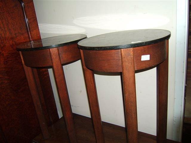 Appraisal: A pair of pub tables with faux marble tops each