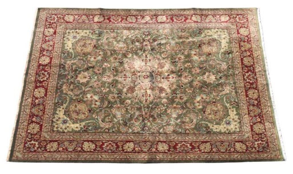 Appraisal: Hand-tied Indo Agra rug approx ' l 'w